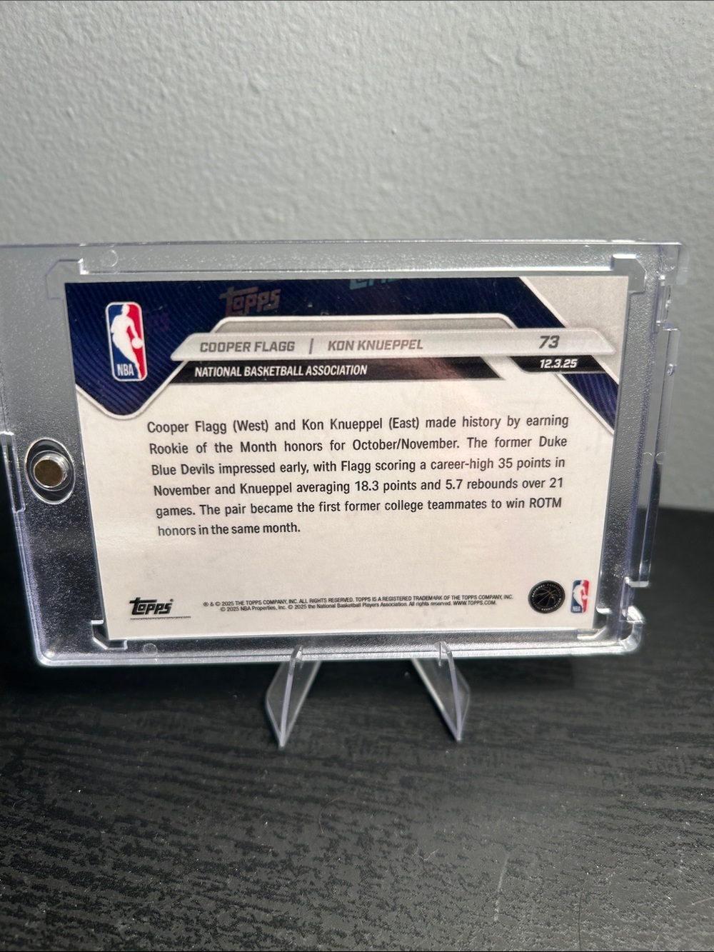 Topps Now Cooper Flagg & Kon Knueppel Rookie of the month Mavericks Hornets NBA - Picture 2 of 2
